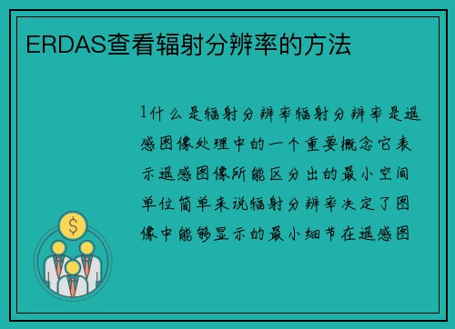 ERDAS查看辐射分辨率的方法
